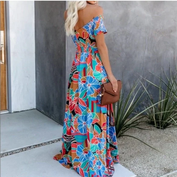 Vici off the Shoulder Multicolor Floral Dress - Picture 5 of 5